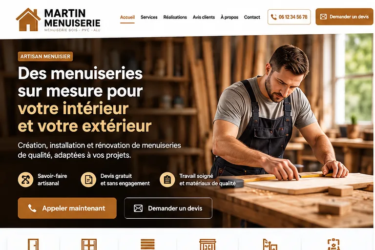 Capture du site Martin Menuiserie