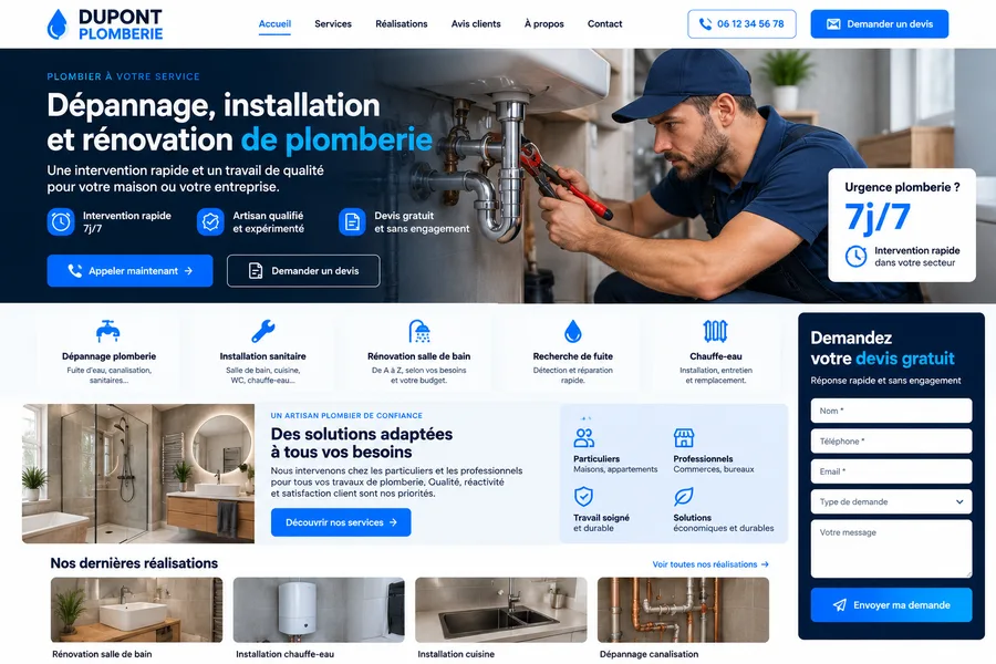 Capture du site Dupont Plomberie